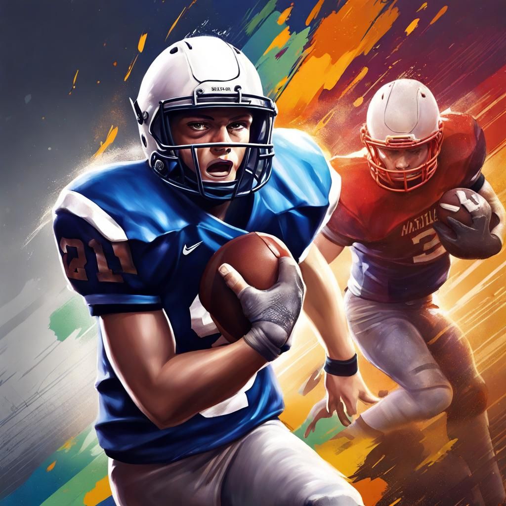Epic High School Football in Hyperrealistic Splash Art