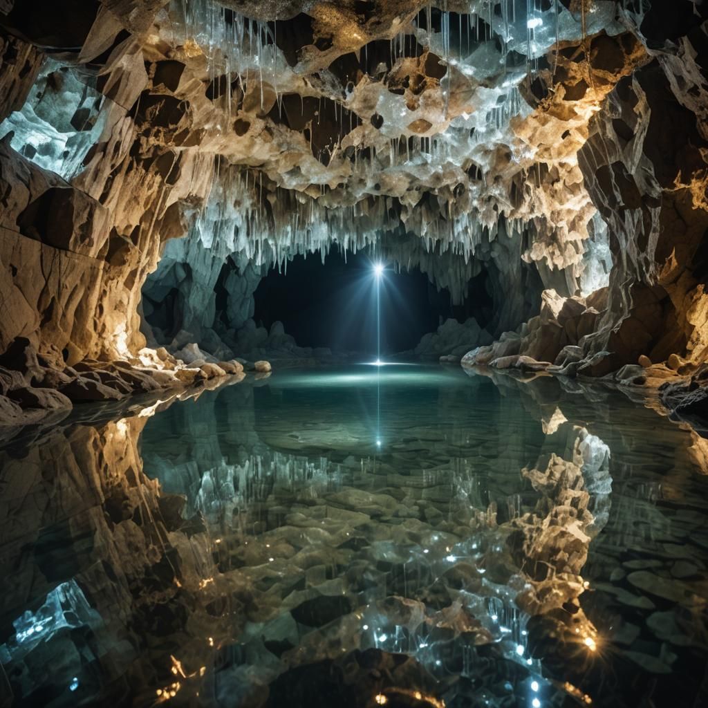Sparkling Reflecting Pool in Crystal Cave