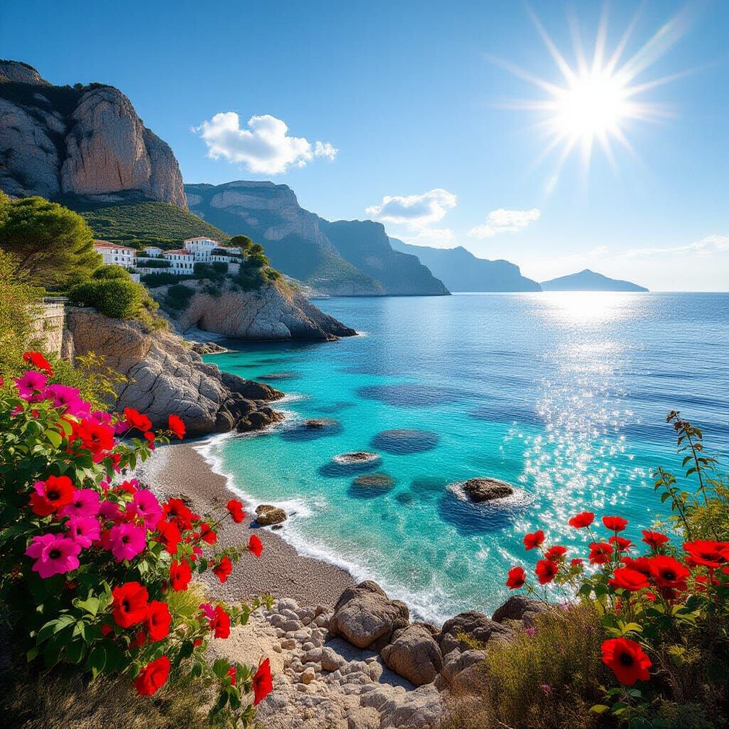 Serene Mediterranean Coast with Turquoise Waters