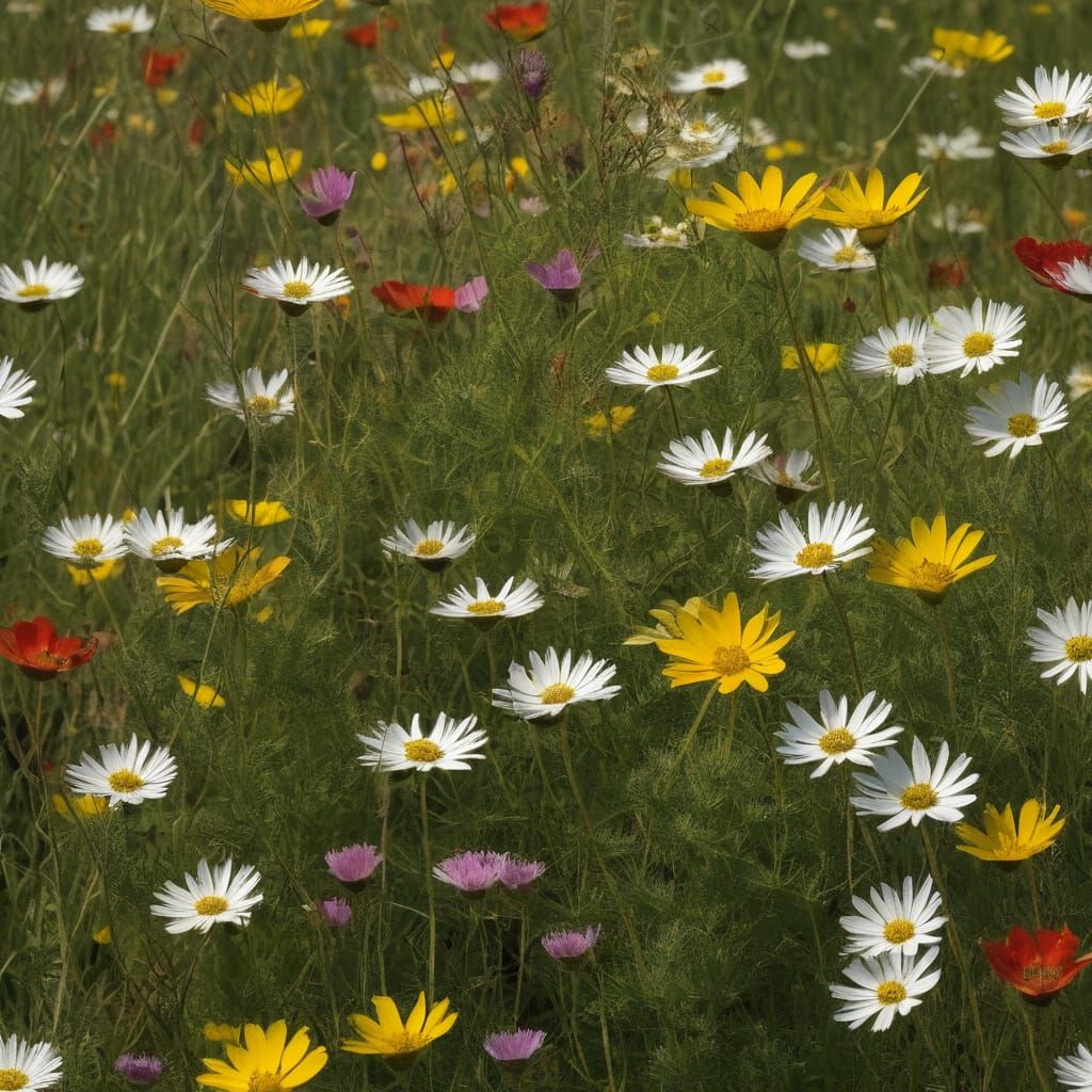 Vibrant Wildflower Meadow in Full Bloom