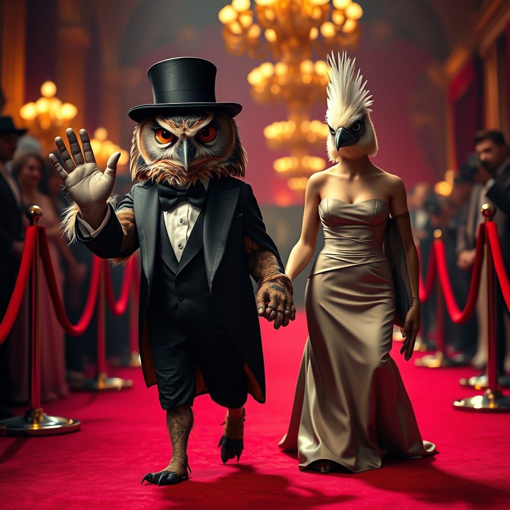Cinematic Birds in Luxury Evening Attire