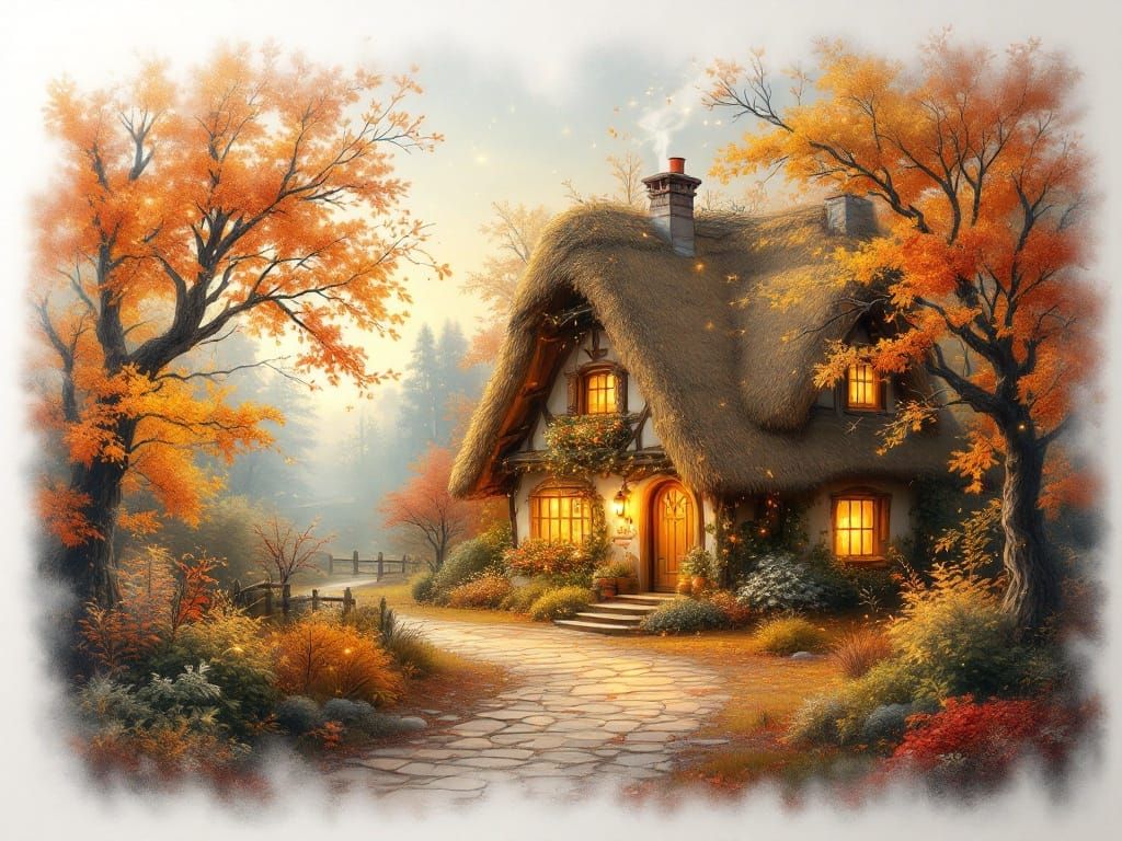 Autumn Thatched Cottage