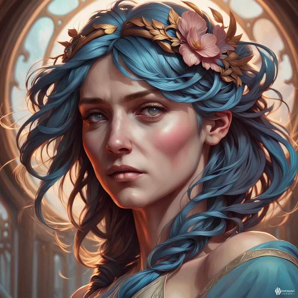 Dream Mother Portrait in Art Nouveau Style