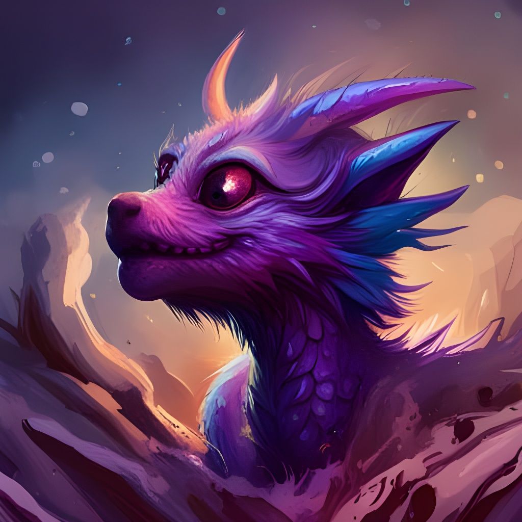 Adorable Purple Baby Dragon in Hyperrealistic Style