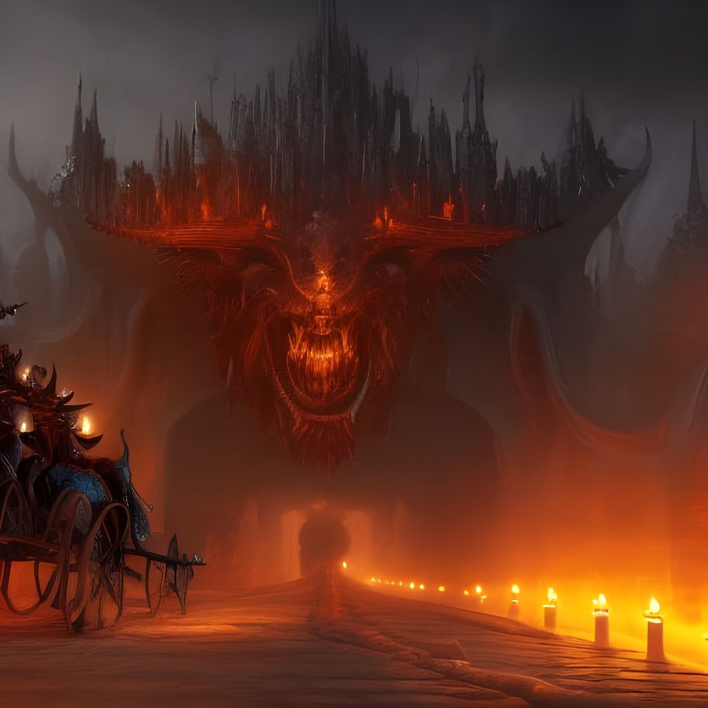 Fantastical Demon Carriage Ride in Detailed Matte Painting