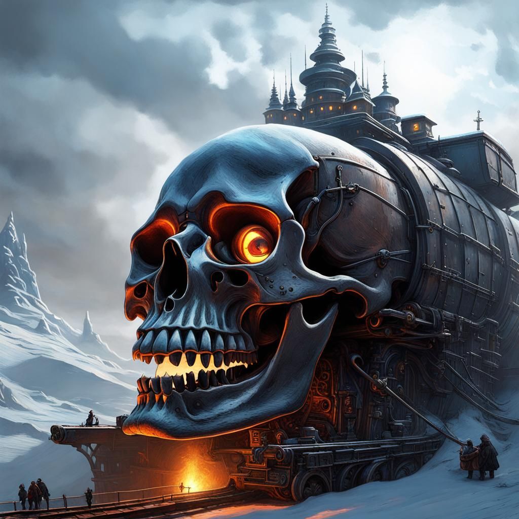 Skull in Mortal Engines: A 3D Render in Fauvism Style