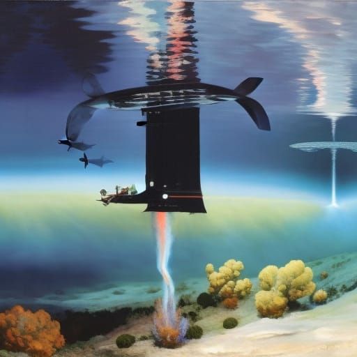 Ancient Greek Nuclear Submarine Underwater: Detailed 3D Rend...