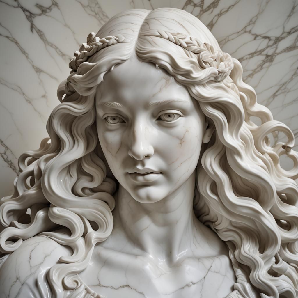 Photorealistic Neoclassical Sculpture Inspired by Botticelli