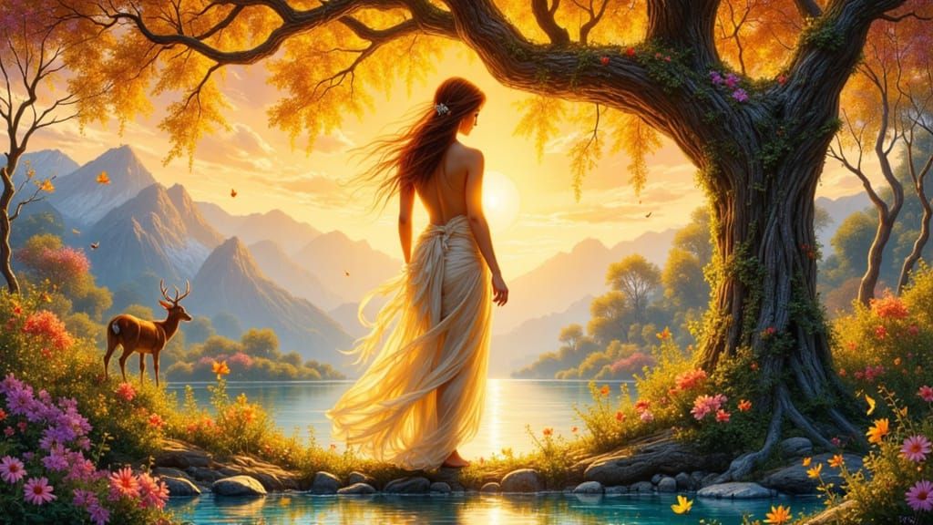 Eve in Paradise: Breathtaking Impasto Fantasy Art