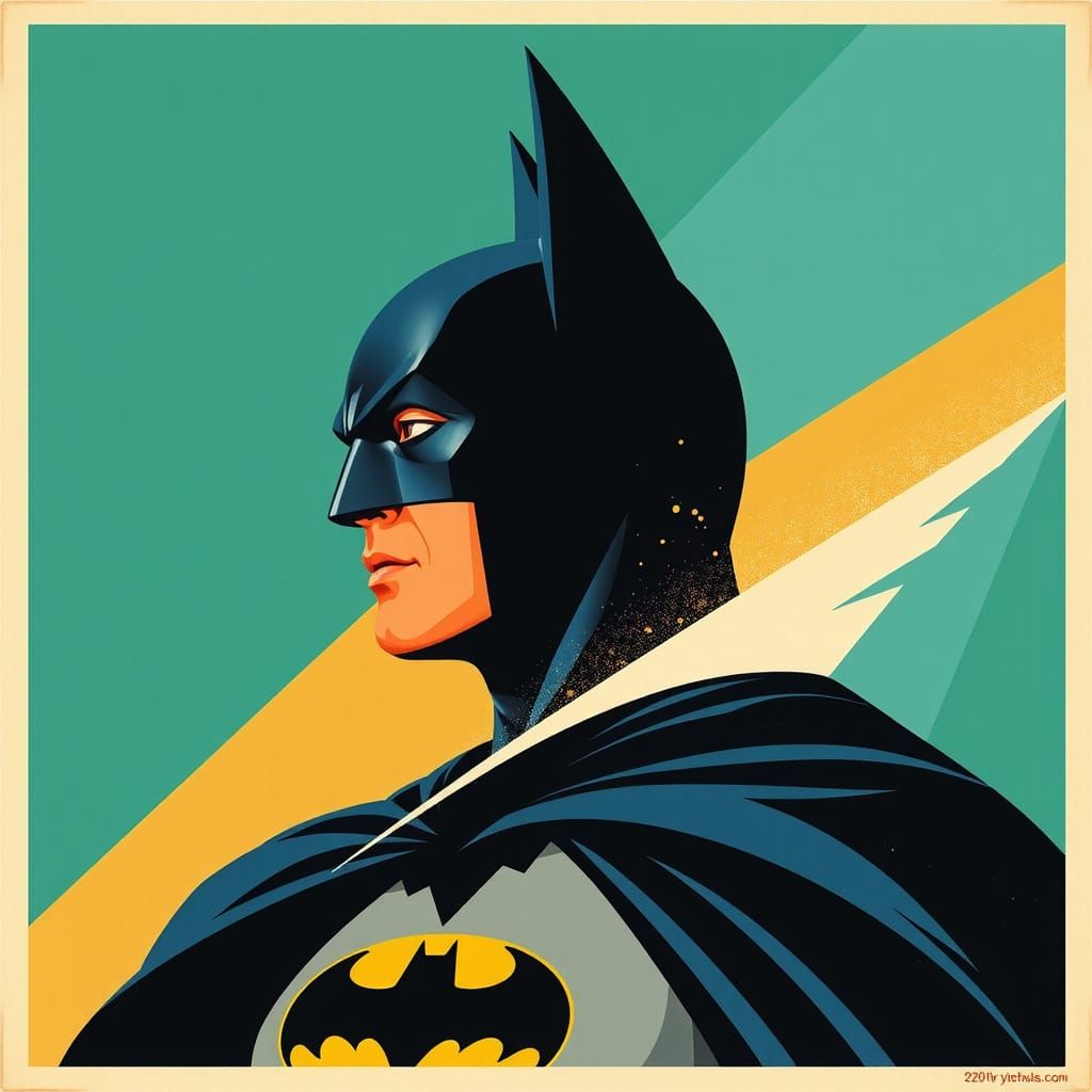 Retro Art Deco Batman Poster in Triadic Colors