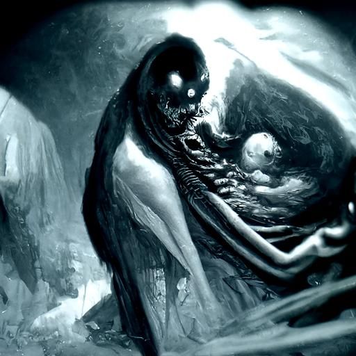 Horrific Pregnant Figure in Dark Fantasy Style
