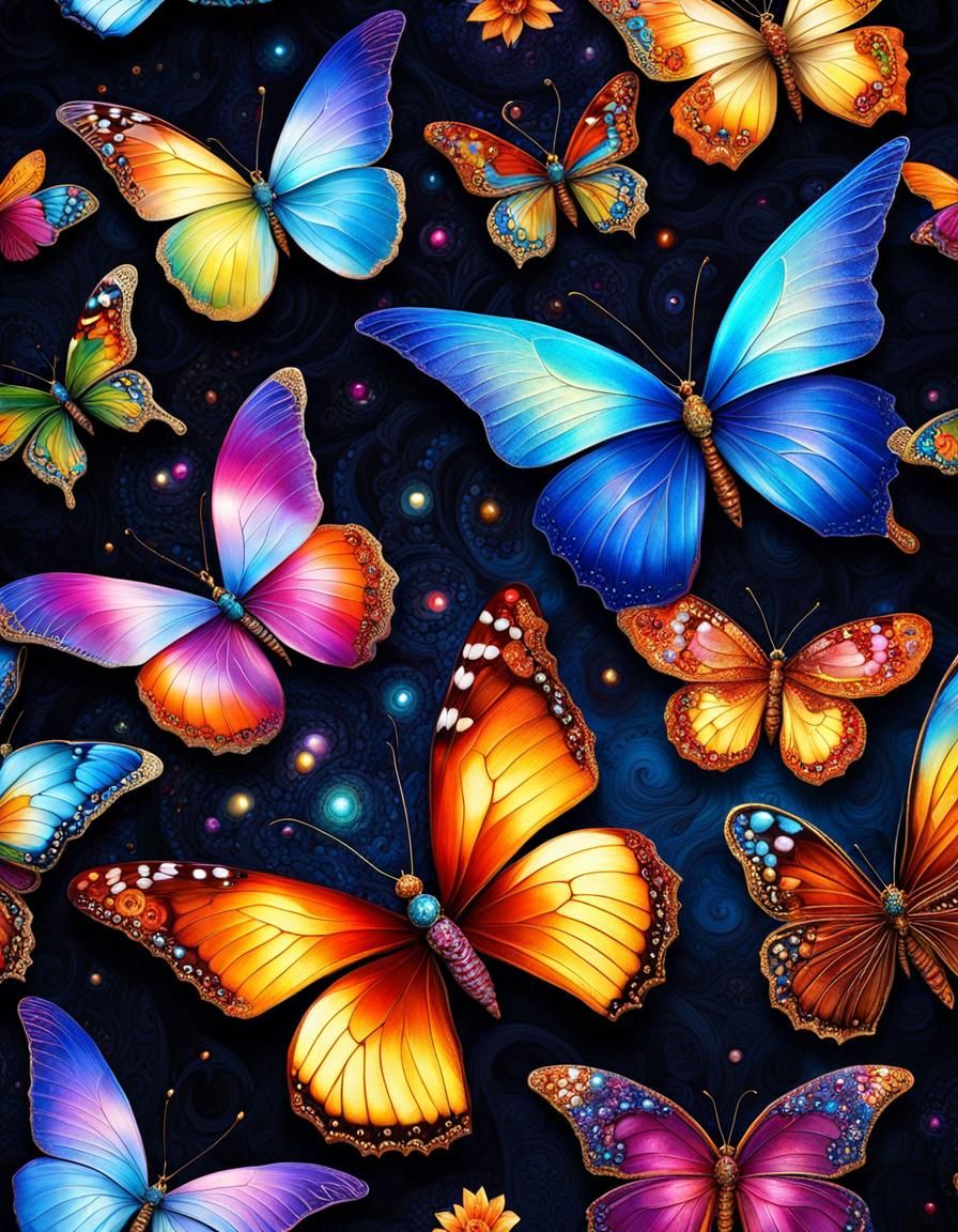 Gemstone Butterflies in Fantasy Illustration