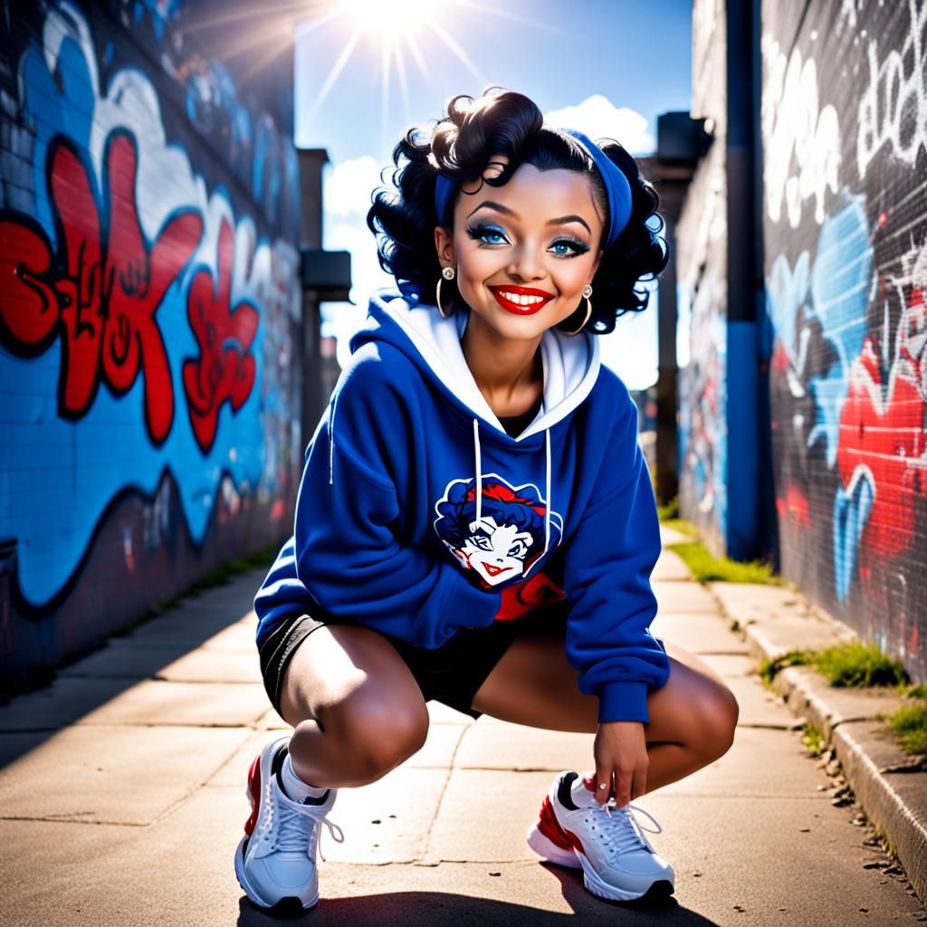 Betty Boop in Hip Hop Style with Graffiti