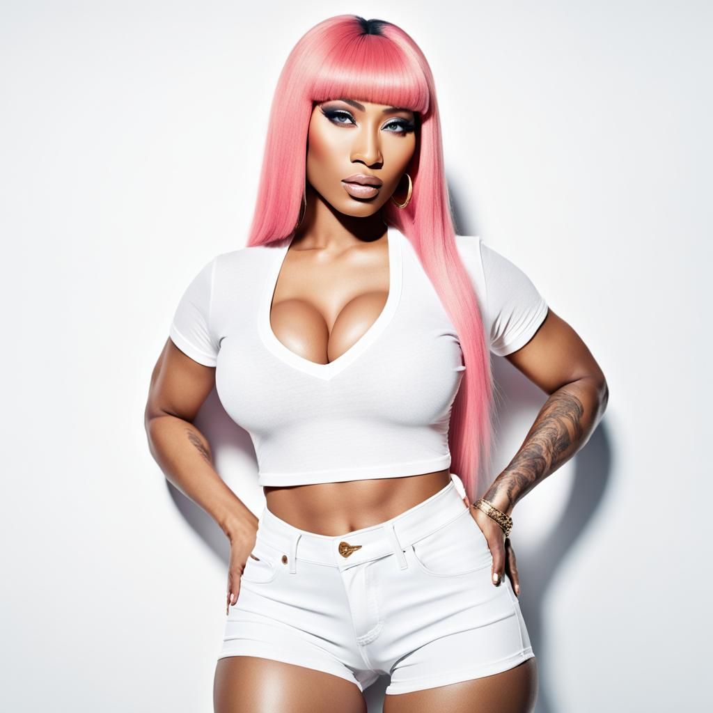 Sensual Portrait of Woman in Jean Shorts, 8K