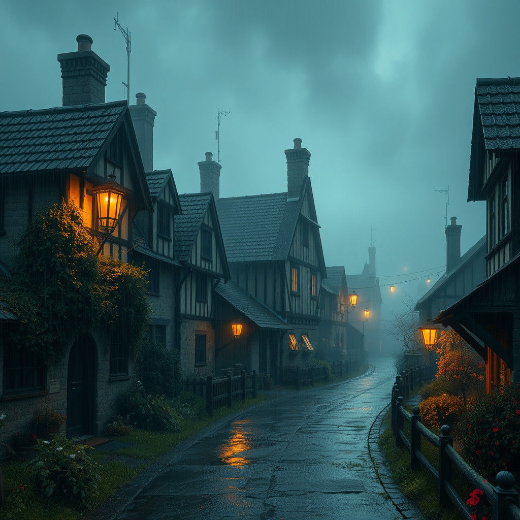 Mystical Fog Shrouds Old English Village