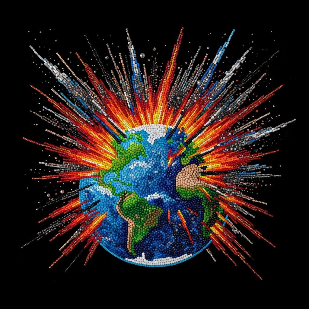 Earth Explosion Bead Mosaic in Abstract Expressionism