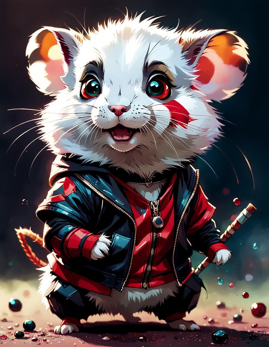 Hamster as Harley Quinn Digital Painting