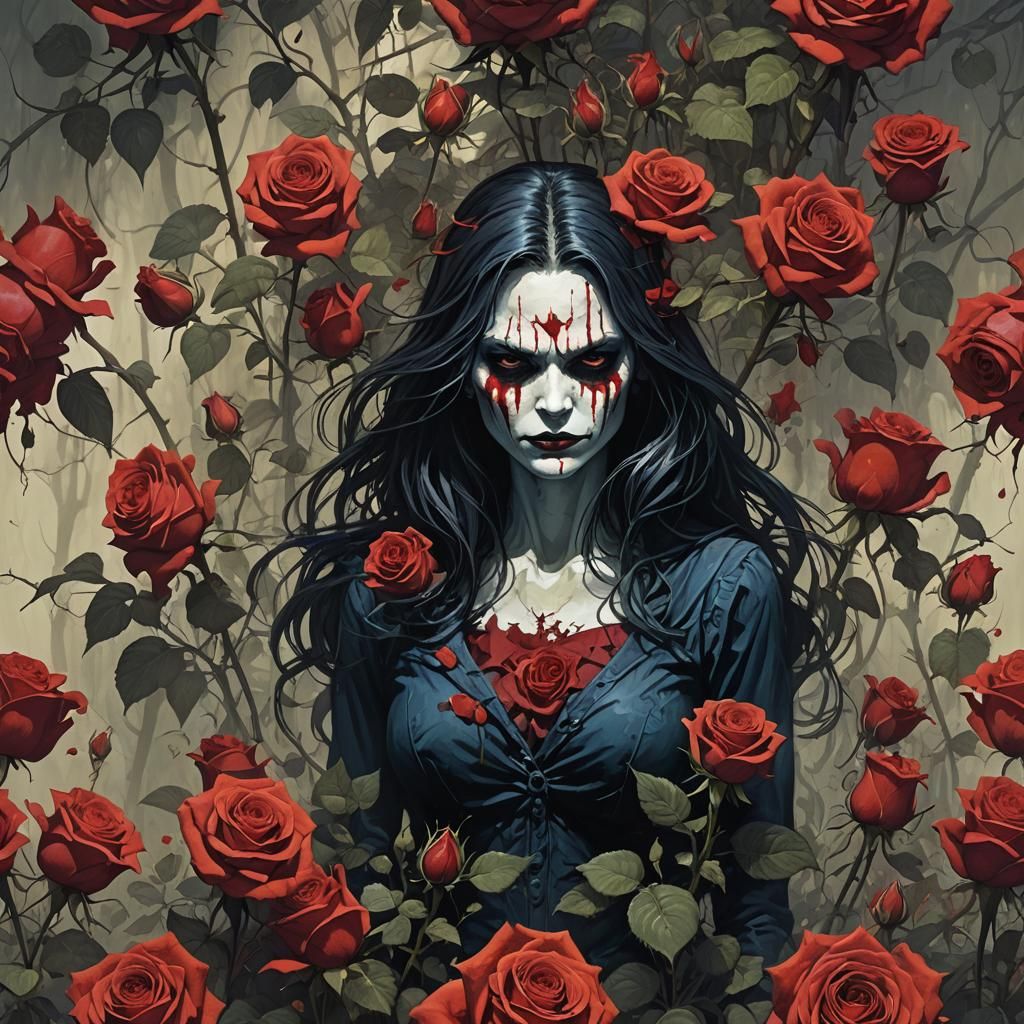 Sinister Roses and Violets Digital Painting