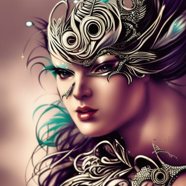 Steampunk Black Swan Portrait in 8K Resolution