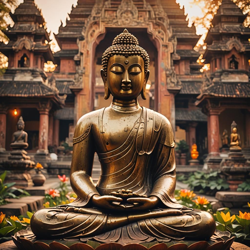 Seated Buddha in Lotus Position: Golden Light
