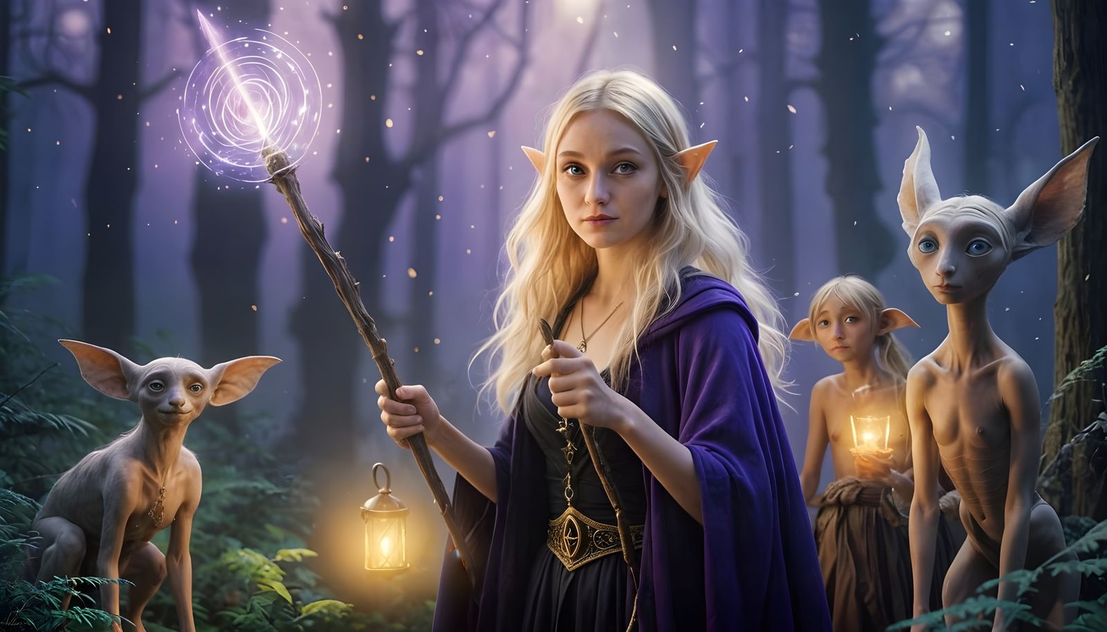 Blonde Ravenclaw Witch with Mythical Creatures