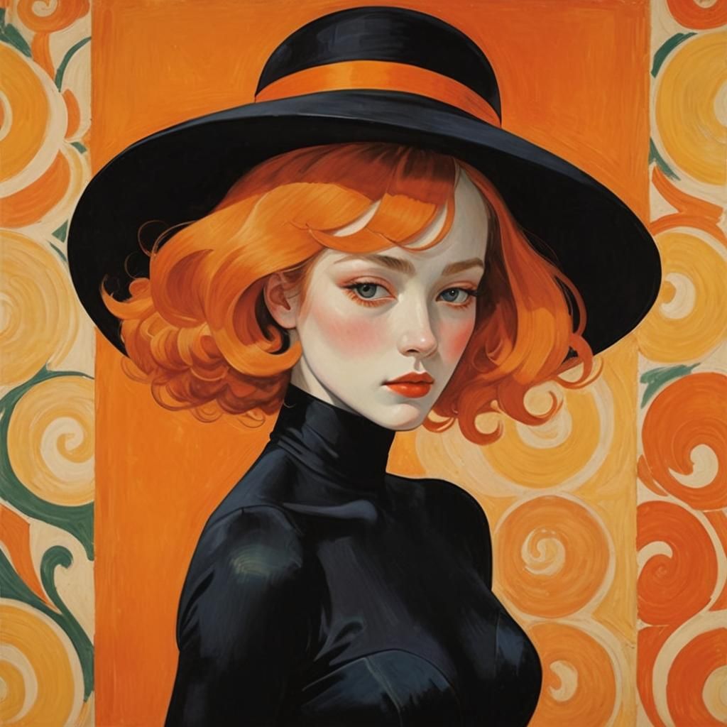 Woman in Hat: Hyperrealistic Splash Art Portrait