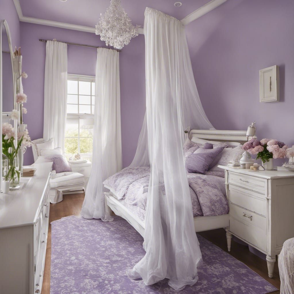 Bright Bedroom with Lavender Accents in Comic Book Style