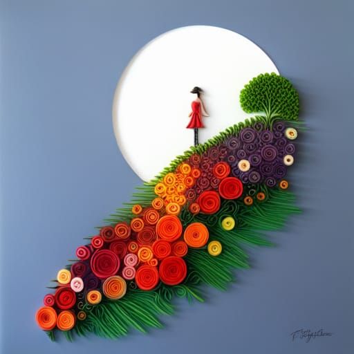 Colorful 3D Paper Quilled Flower Garden