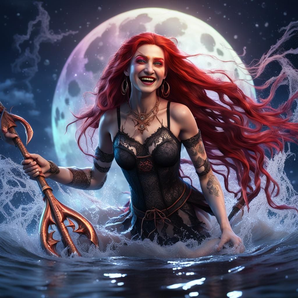 Sorceress Laughing in Whirlpool: 3D Game Cinematic