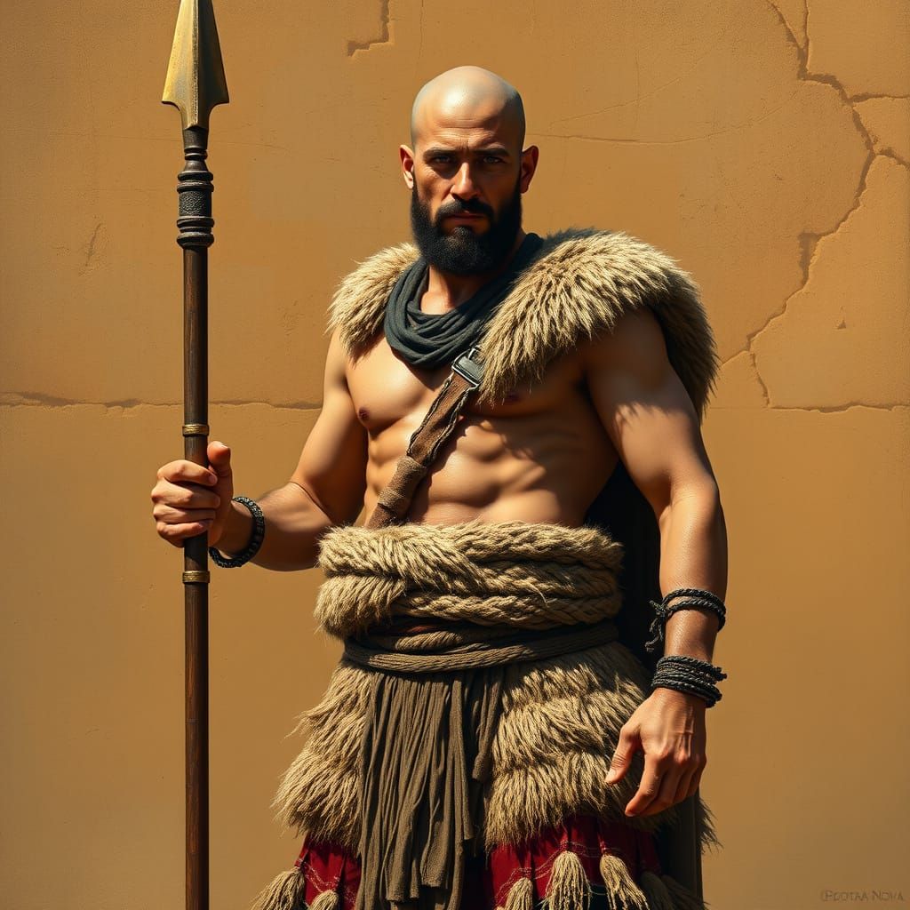 Ancient Sumerian Warrior in Traditional Attire