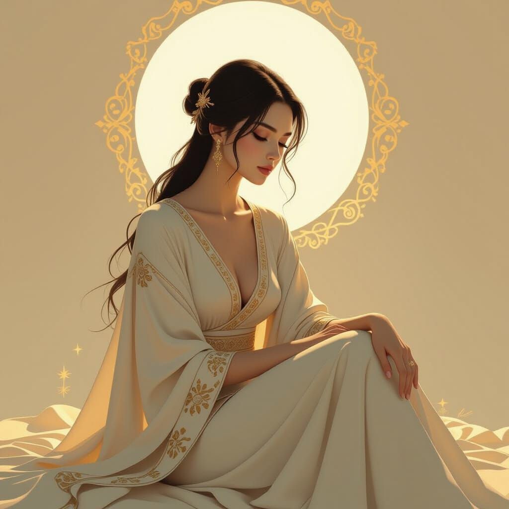 Contemplative Figure Bathed in Golden Light