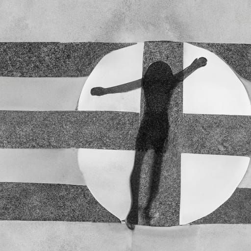 Abstract Striped Figure Lying on Ground