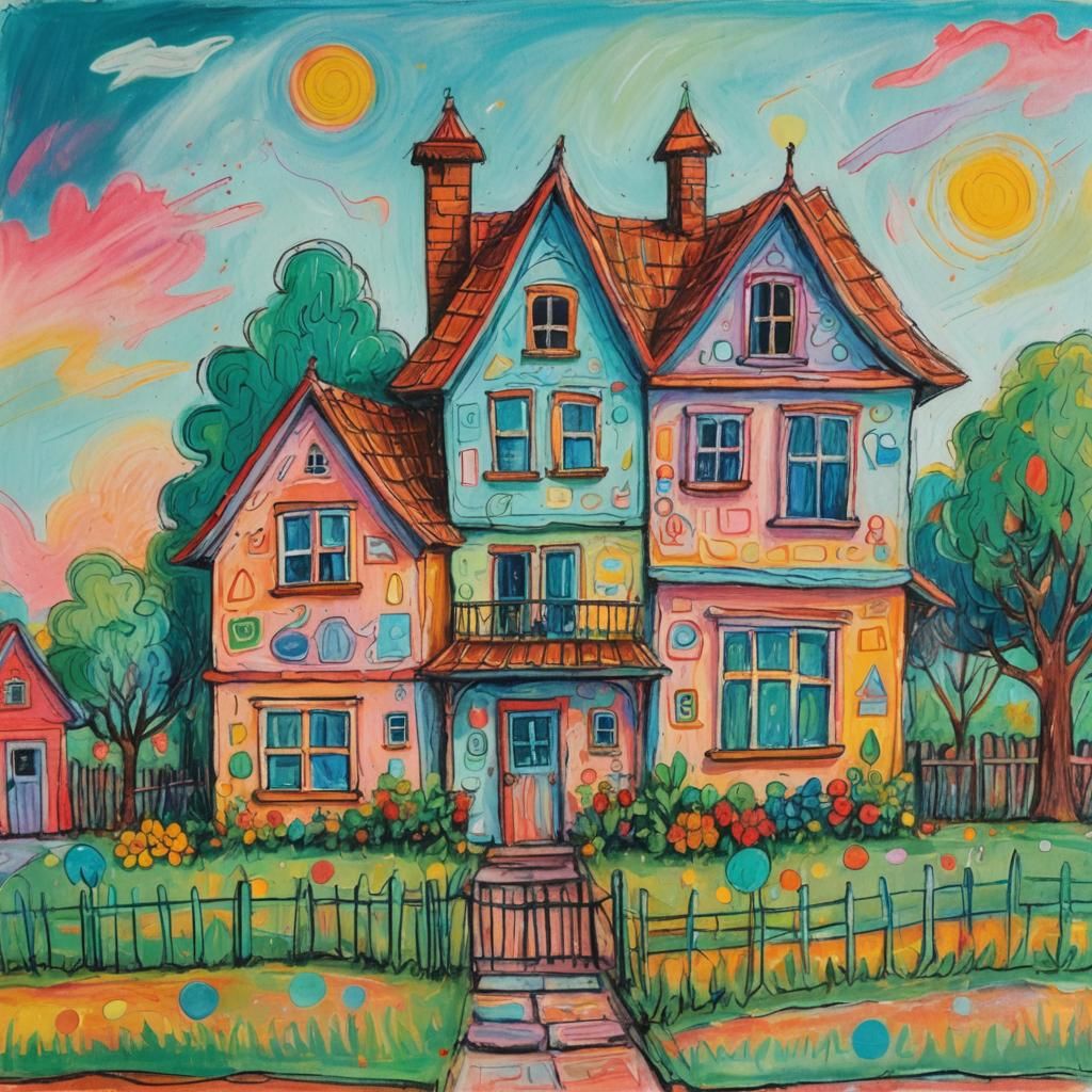 Child's Naive Art Doodle of a Family