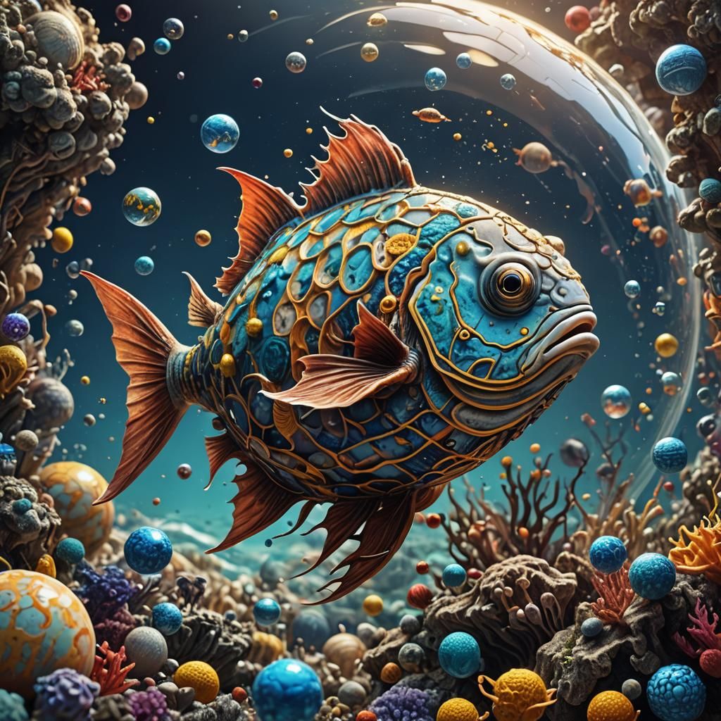 Realistic Globefish in Pen and Ink Style