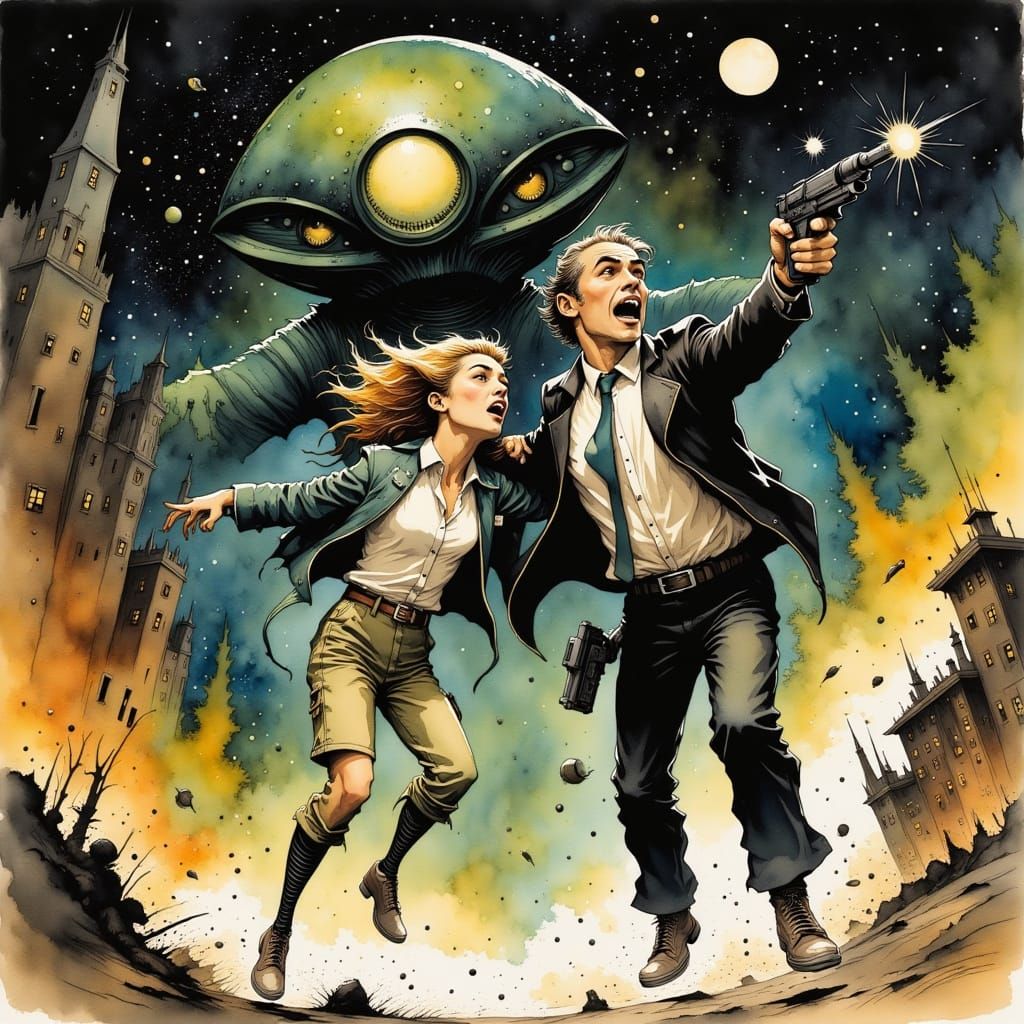 Retro Sci-Fi Alien Invasion Movie Poster