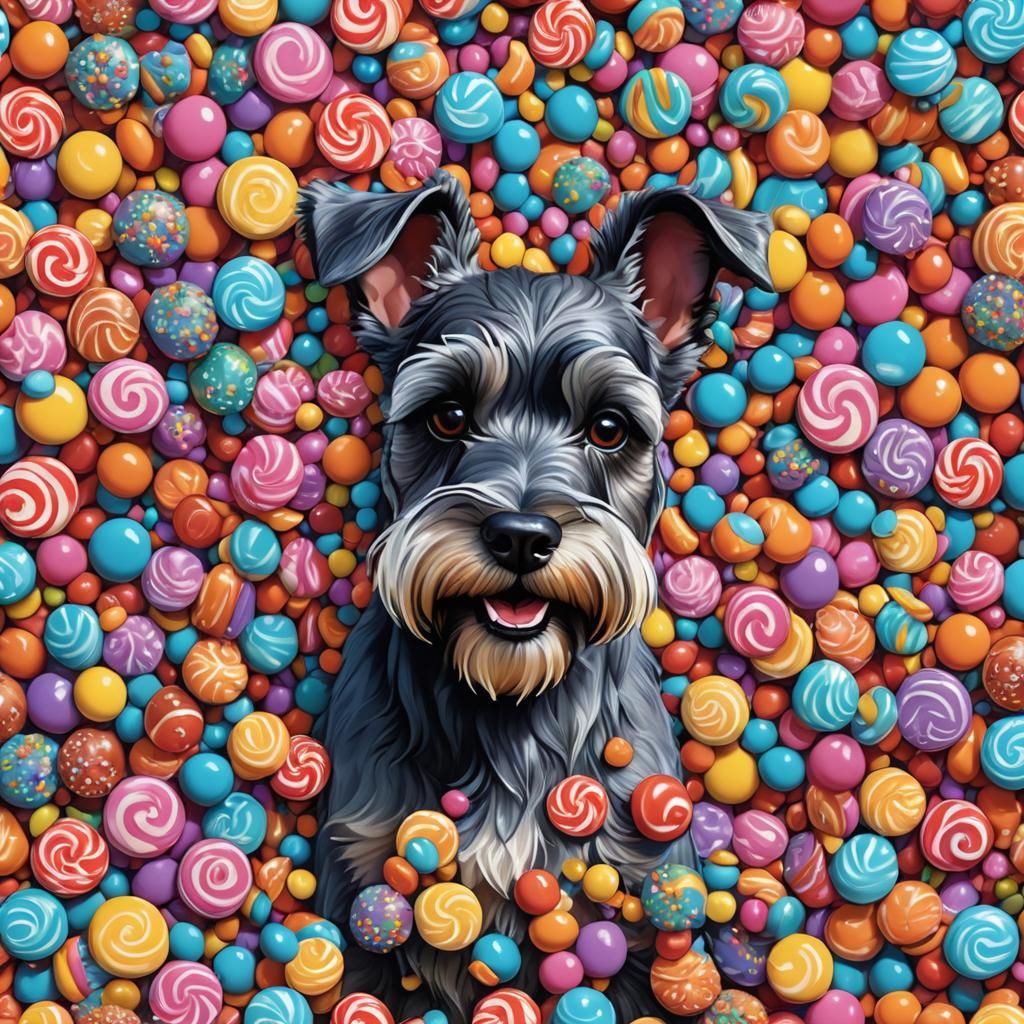 Whimsical Schnauzer in Candy Art Style