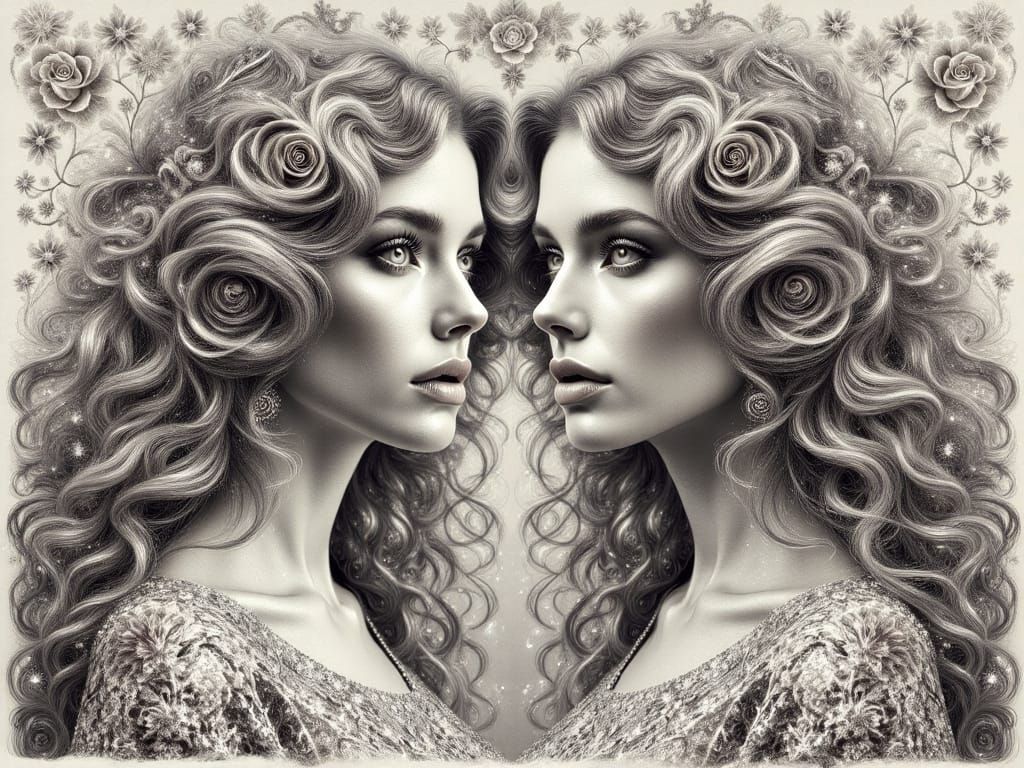 Duplicated Portrait of a Beautiful Woman