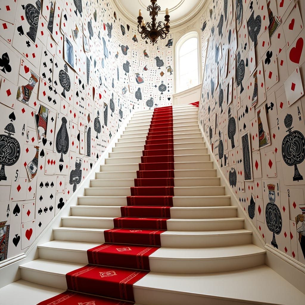 Grand Staircase Made of Playing Cards
