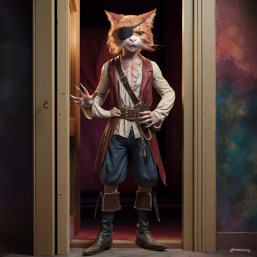 The Human form of Greebo the cat, a tall feline looking rogu...