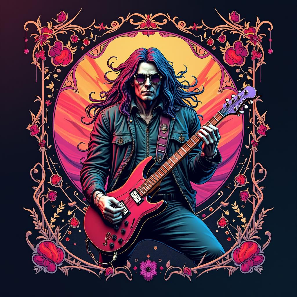 Retro Rock Band Album Cover: Matte Painting