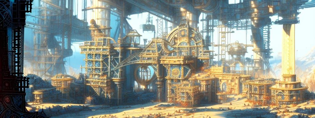 Steampunk Mechanical Doorway to a Dream World