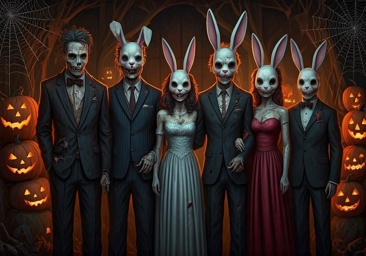 Zombie Prom: Macabre Couples in Halloween Display