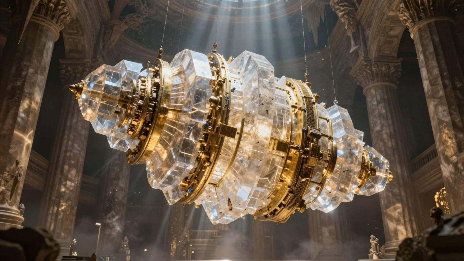 Massive Crystal and Gold Artifact in Cavern Cathedral