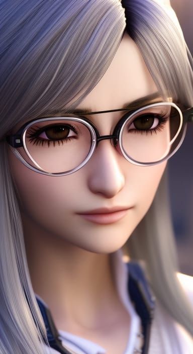 Realistic Portrait of a Girl with Glasses