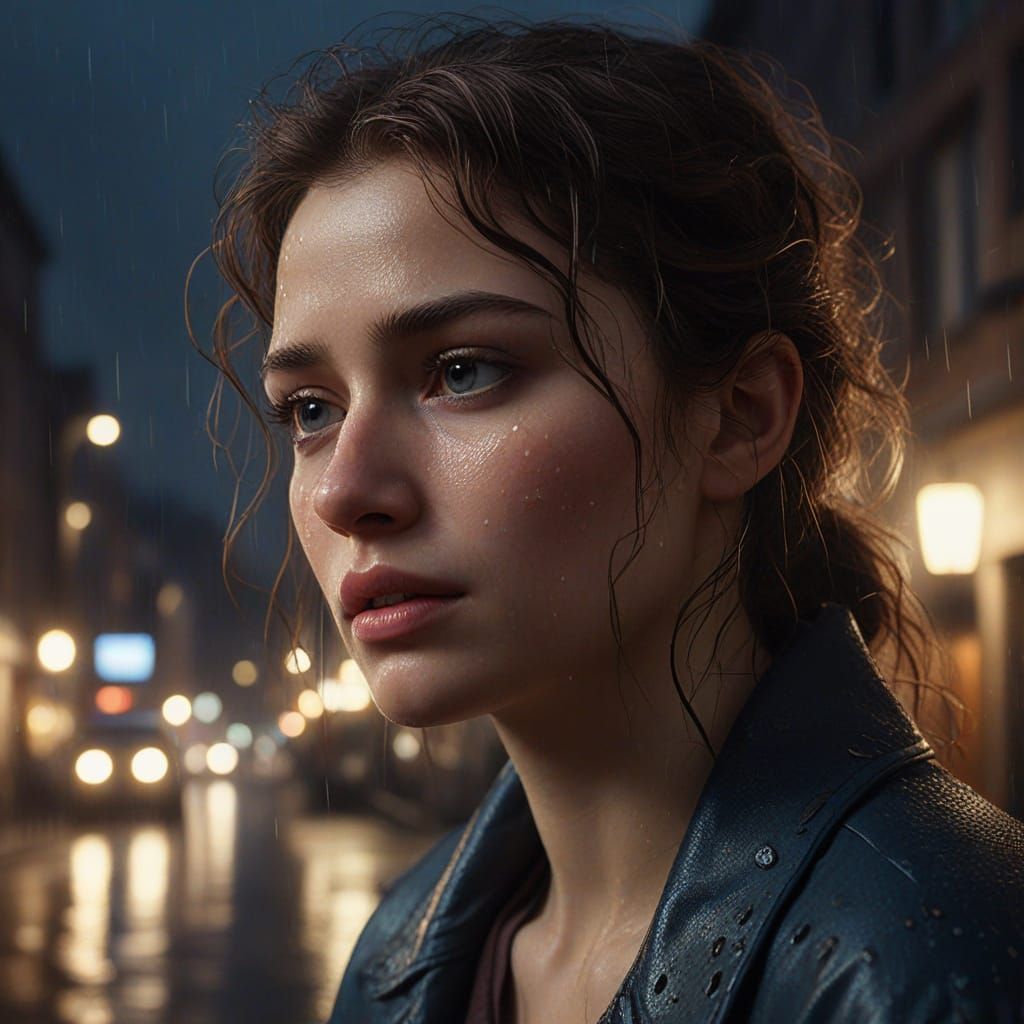 Crying Woman in Dramatic Chiaroscuro