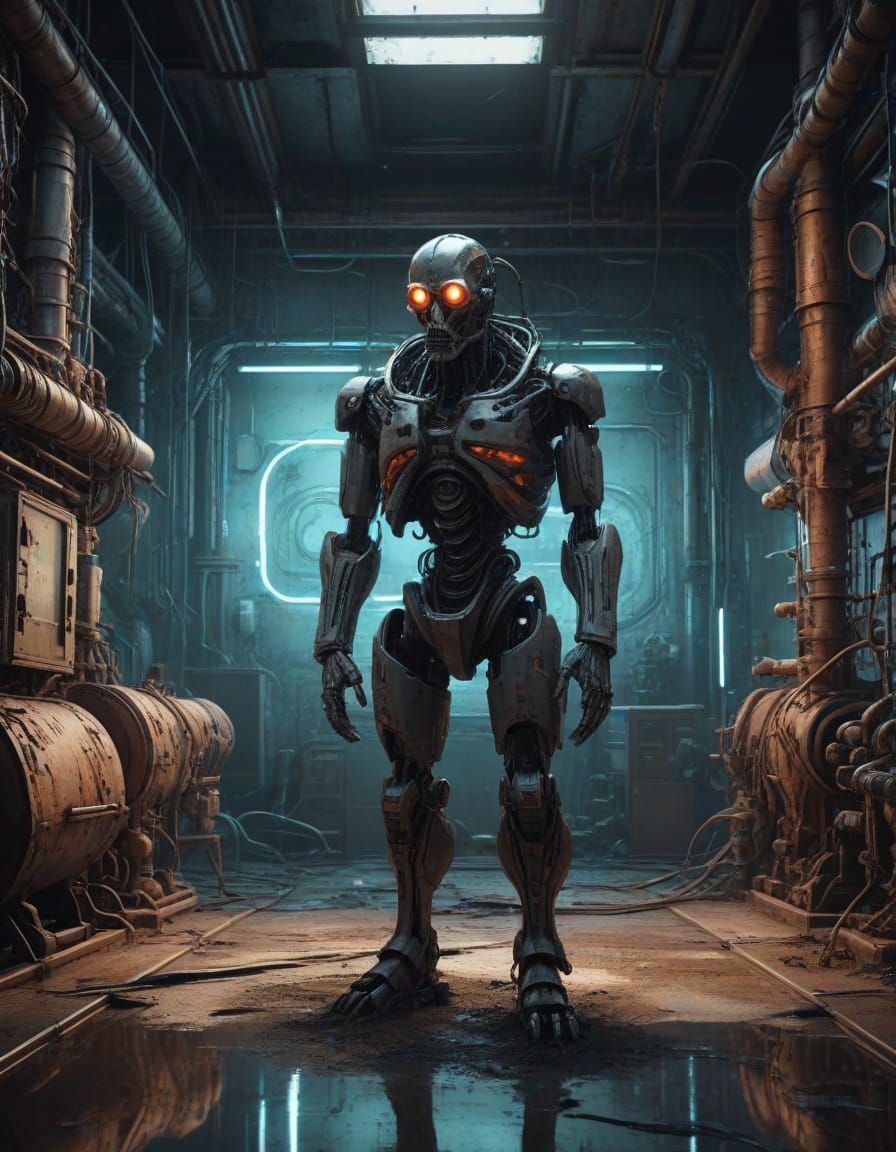 Grizzled Figure in a Desolate Industrial Landscape