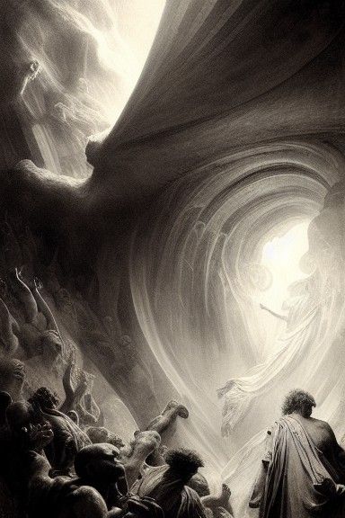 Sinister God Face in Charcoal Drawing Style