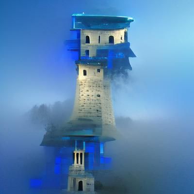 Tower Enshrouded in Blue Mist