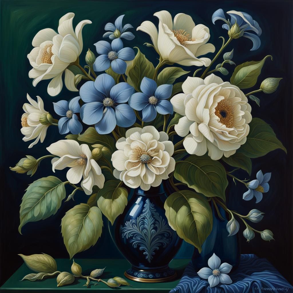 Enchanted Flower in Renaissance Painting Style