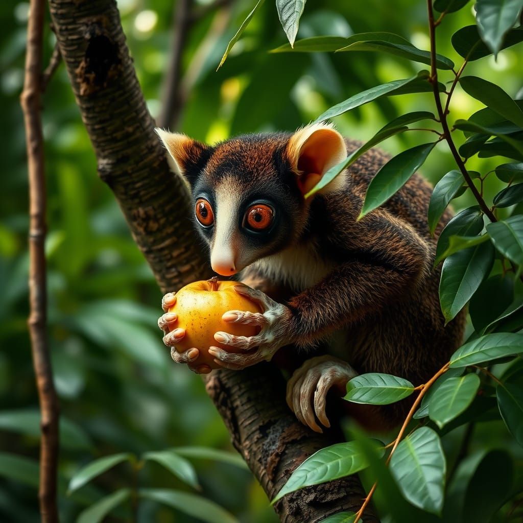 Loris in Rainforest, Digital Art